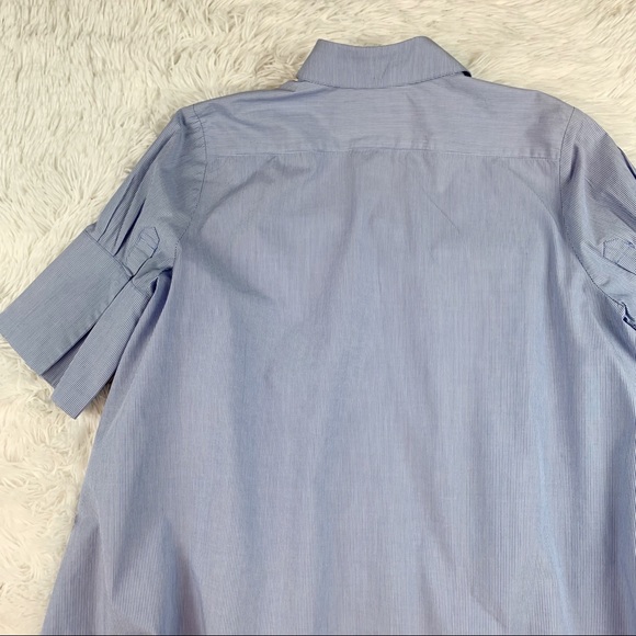 Prose & Poetry short sleeve striped oversized button up shirt in blue - Picture 9 of 10